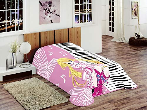 Decke Kinderdecke Spieldecke Kuscheldecke Tagesdecke Prinzessin Piano rosa pink Größe 155x215 cm Cover