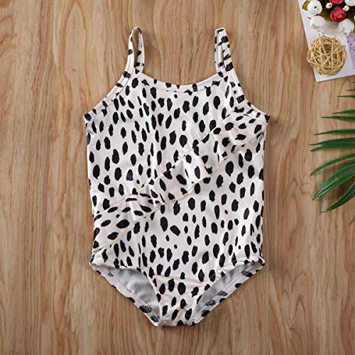 Seyurigaoka 1-6Y Toddler Kids Baby Girl Leopard Swimsuit Strap Sleeveless Ruffle Tankini Bikini Swimwear Bathing Suits (Black, 3-4 Years) - Thumbnail 4