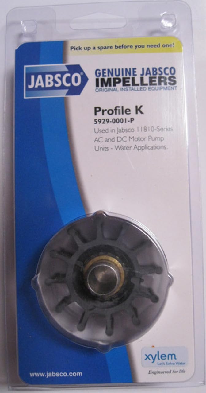 Jabsco 5929-0001-P, Neoprene, Drive Type 6, 12 Blade, 2-1/4 Diameter, 1-1/4 Width, 1/2 Shaft, Brass Insert