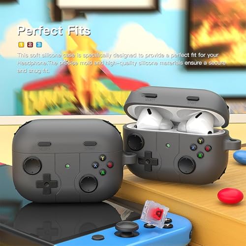 Image of Retro Game Console Case Cover for Apple Airpods Pro 3 (2025) with Carabiner (Black, Game Console)