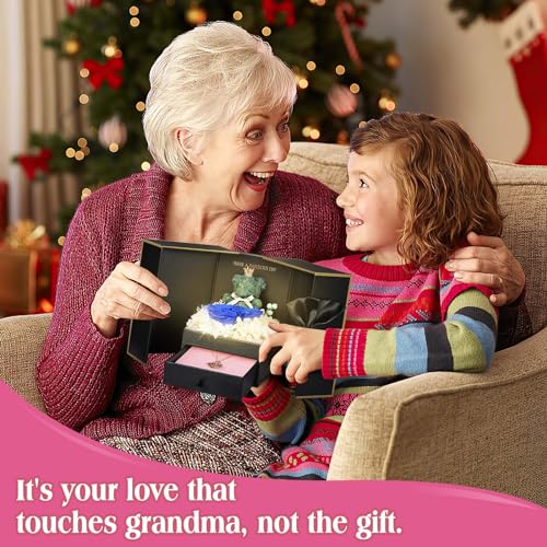 Eternal Rose Gifts for Women with Grandma Necklace - Perfect for Mother's Day and More