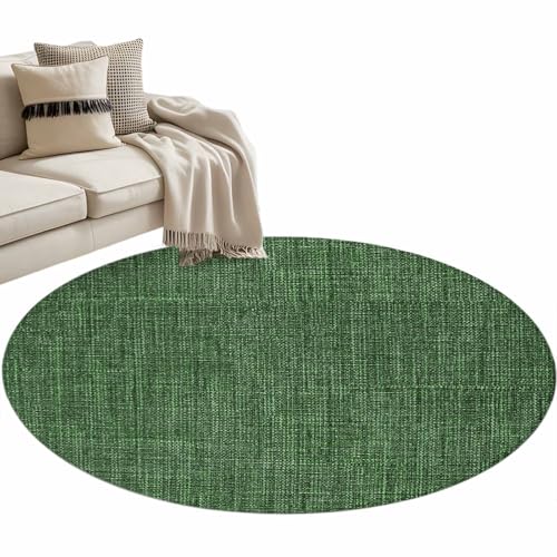 Tapete redondo lavable 4ft color verde oscuro para interior miniatura 2