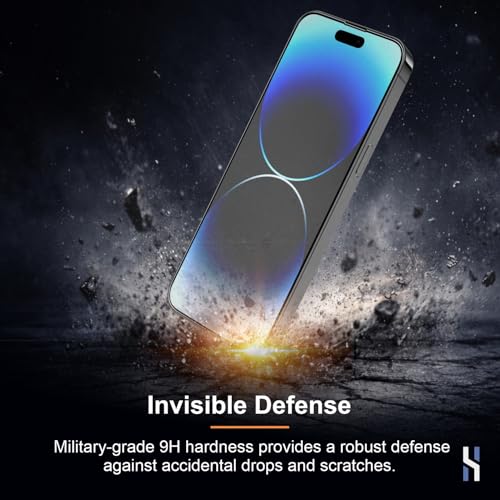 Image of Matte Tempered Glass for iPhone 14 Pro (6.1 Inch) Military Grade 9H Screen Guard, Anti-Scratch, Shatterproof, Edge-to-Edge Full Coverage - Black Border