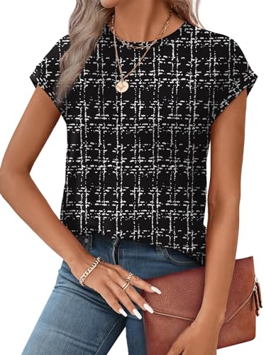 Image of Alaroo Womens Summer Tops Short Sleeve Shirts Crew Neck Cute Trendy Tunic Blouses (S-3XL)
