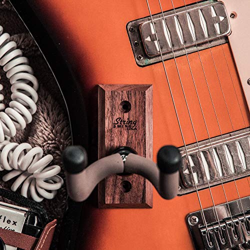 String Swing Guitar Wall Mount Hanger With Keeper Strap- Electric Acoustic And Bass Guitars Cc01K-Bw #TOP4