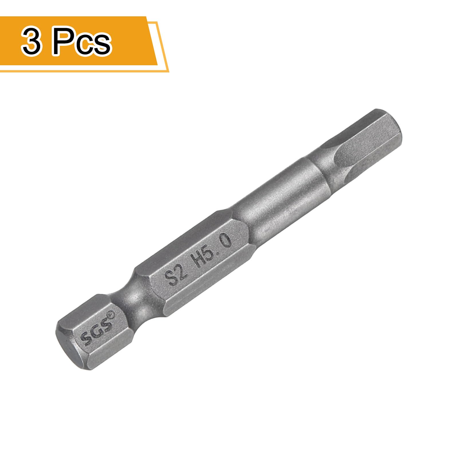 HARFINGTON Juego de 3 brocas de cabeza hexagonal H5.0 de 5 mm, punta plana métrica de 1/4 pulgadas, vástago hexagonal de 50 mm de largo, hexagonal, destornillador industrial, puntas de potencia