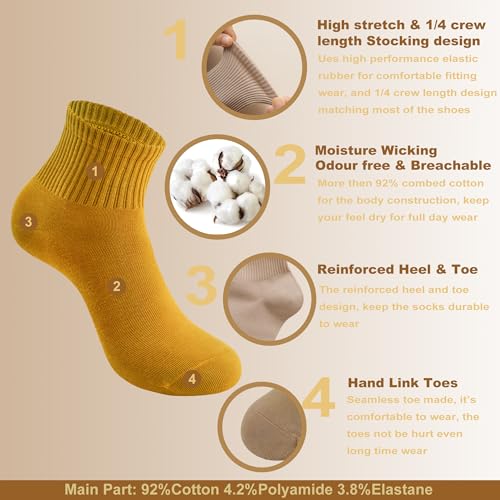 Image of Womens Athletic Cotton Quarter Crew Socks - Just Right Thickness, Soft & Breathable, Value 5 /7 Packs for Gym
