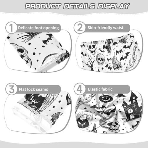 Black Skull Bat Halloween Girls Leggings Soft Stretch Workout Yoga Dance Pants for Kids Casual Tights3