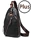 FREEMASTER Sling Pack Chest Bag Men's Shoulder Backpack PU Bag Outdoor Cross Body Bags Retro Bag Walking Hiking Camping Gym Cycling Daypack (Black Plus)