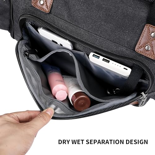 Image of WITZMAN Mens Duffle Bags for Traveling Canvas Weekender Travel Bag Expandable Overnight Bag Carry on Bag(A8007 Black)