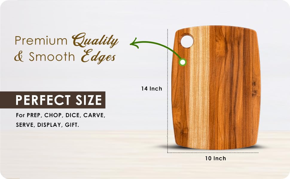 Image of Sensilo Chopping Cutting Board Vegetable,Fruit,Bread & Durable Safe & Heavy Duty, (35L x 25W cm, Teak Deluxe)