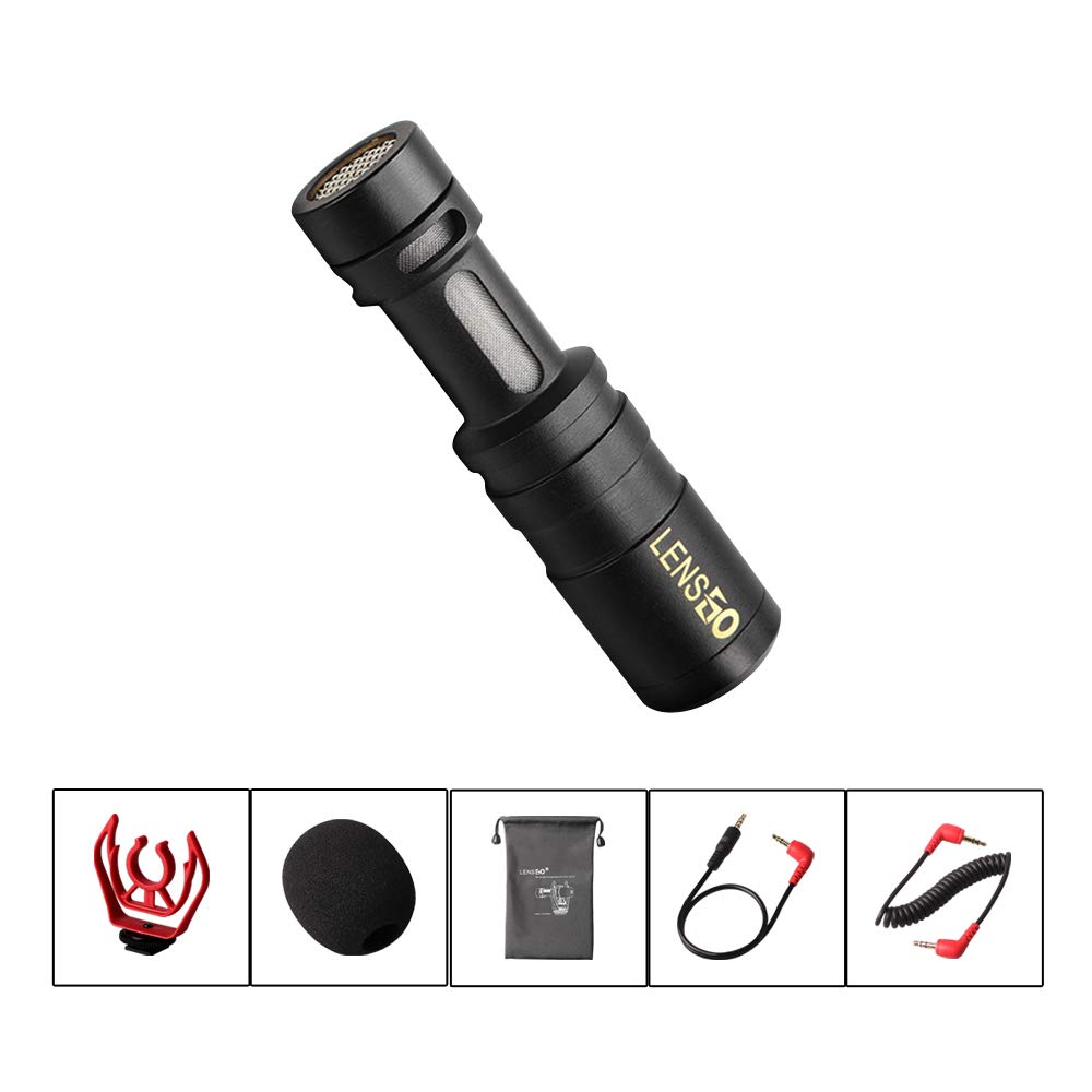 Docooler LENSGO LYM-DMM1 Micrófono de Condensador direccional cardioide Micrófono de Video Universal con Parabrisas de Esponja a Prueba de Golpes para Canon Nikon Sony DSLR/ILDC Grabadores de Video