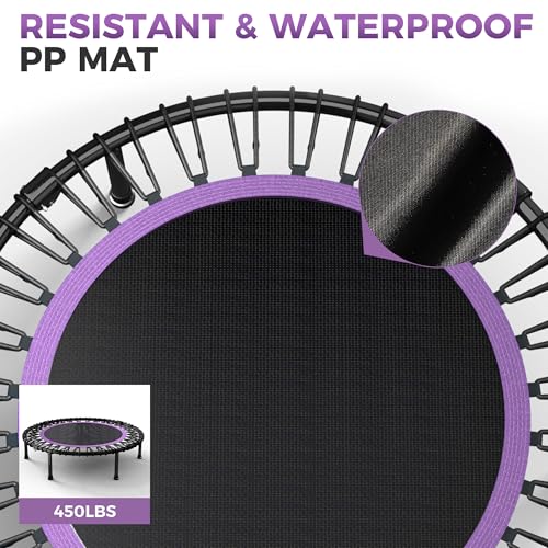 Image of 40 inch /48 inch Rebounder Trampoline for Adults with Bungee Cords, Exercise Rebounder for Adults Indoor /Outdoor Workout, Max Load 450 /550 LBS