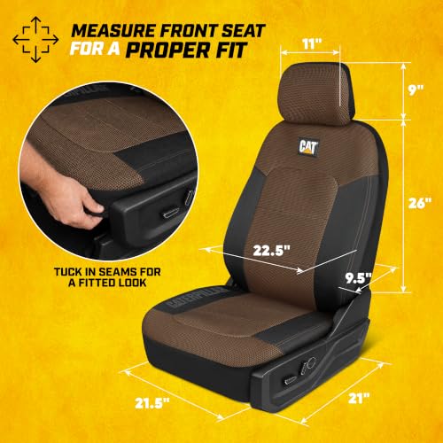 Image of CAT MeshFlex Seat Covers Full Set for Full-Size Pickup Trucks Only - Brown | Front Bucket Seat Covers & 60 /40 Split Rear Bench Protector - Interior Accessories For F-150, Silverado, Ram, Sierra & Tundra