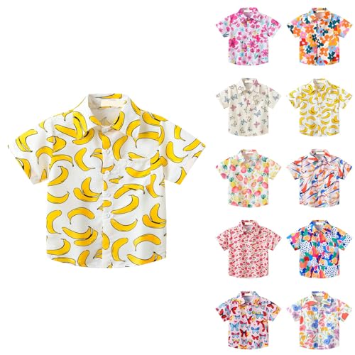 Hawaiian Shirts for Toddler Boys Button Down Short Sleeve Tees Kids Casual Tropical Printed Shirts Beach Summer Tops