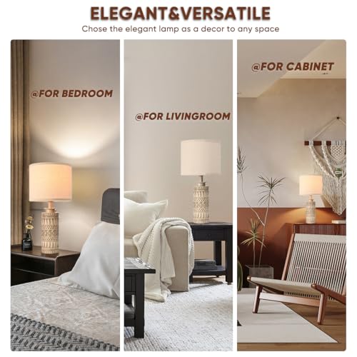 Farmhouse Resin Table Lamps Set of 2 - Vintage Bedroom Decor - Image 4