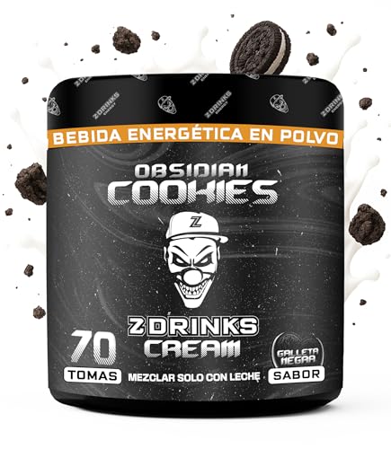 Z Drinks Energy - Bebida Energética en Polvo | 70 Servicios Sin Azúcar | Energía en Cada Sorbo | con Cafeína, Minerales y Vitaminas | Ideal para Gamers y Apasionados del Deporte | Sabor Galleta Negra
