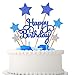 VAINECHEY Décoration Gâteau Anniversaire Cake Topper Happy Birthday Joyeux Anniversaires Décorations Gâteaux Etoiles Enfants Bleu