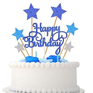 VAINECHAY Verjaardagstaartversieringen Meisje Gelukkige verjaardagstaarttoppers Jongen Blauwe ster Cupcake-decoraties…