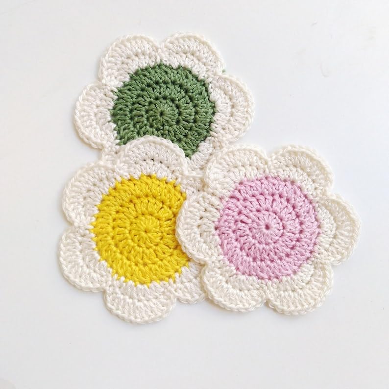 Crochet Doily Coasters Set of 6 Cotton Crochet Coasterscolor Multicolor Made to Order Colour Multicolour Size 4x4-image-44