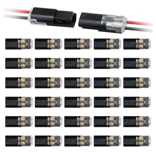 APIELE 30Pcs Double-Wire Plug-in Connector 2 Pin Low Voltage LED Strip Light Connectors with Locking Buckle No Stripping Quick Connect for AWG 18-22 LED Lights
