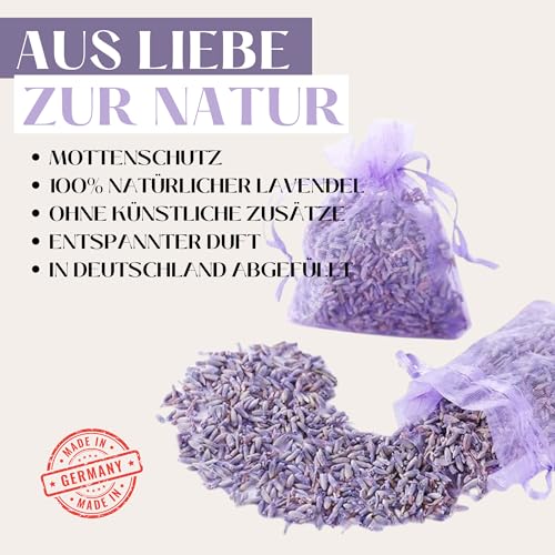 22x Lavendelsäckchen Duftsäckchen Lavendel Mottenschutz im Kleiderschrank Schlafzimmer - Lavendelsäckchen zum Schlafen und Entspannen mit Lavendelduft – Lavendelblüten von Quertee