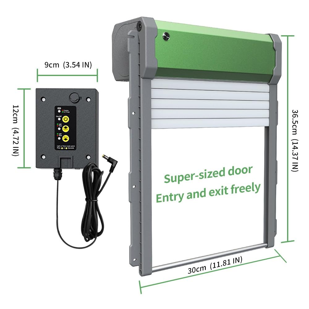 Puerta De Gallinero Solar Totalmente Automática con Sensor De Luz, Cronómetro Y Control Remoto, Puerta De Obturador De Gallinero A Prueba De Viento Y Lluvia
