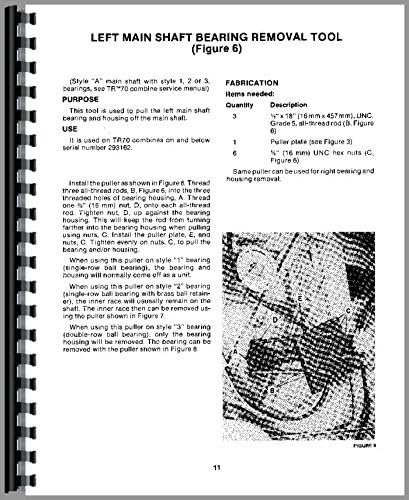 Detailed diagram illustrating the components and setup for the Left Main Shaft Bearing Removal Tool (Figure 6) from the service manual.