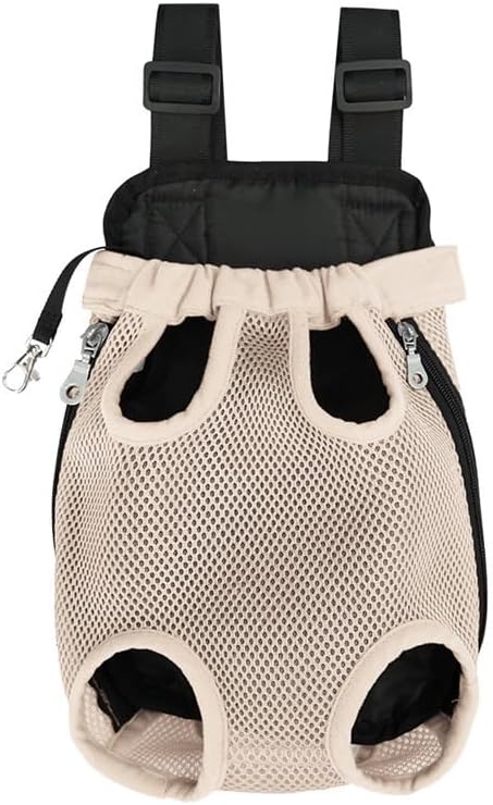 Mochila de Transporte para Cães e Gatos Pequenos FXGJDeng com Tela e Alças Acolchoadas, Apricot, Tamanho Médio
