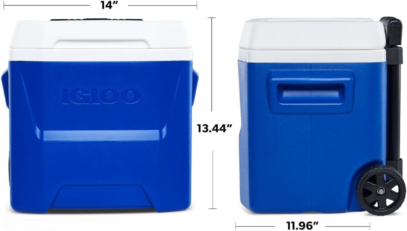 16 QT Cooler with Durable Wheels and Handle, Hard-Sided Ice Chest,Rolling Insulated Cooler for Travel, Beach, Camping and Day Trips, Holds Up to 24 Cans, Compact Portable Cooler Chest