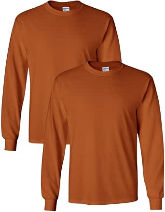 Gildan T-Shirt Uomo Maniche Lunghe Cotone Ultra-Cotone G2400 - Multipack Zaffiro (2 Pz) M
