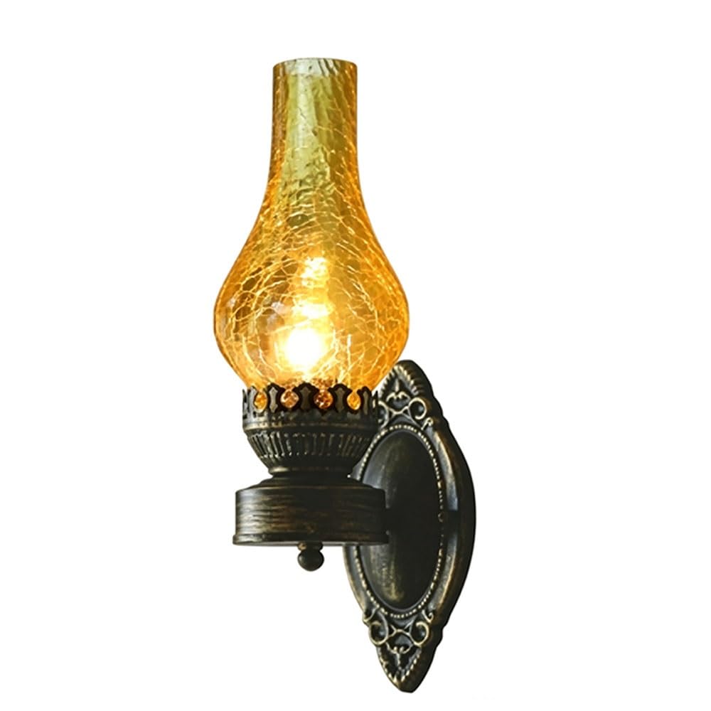 LUOYAOB Rustic Industrial Glass Wall Lamp Vintage Wall Sconce Home Wall Mount Lighting Decorative Bedside Wall Light Fixture for Entryway Dining Room Living