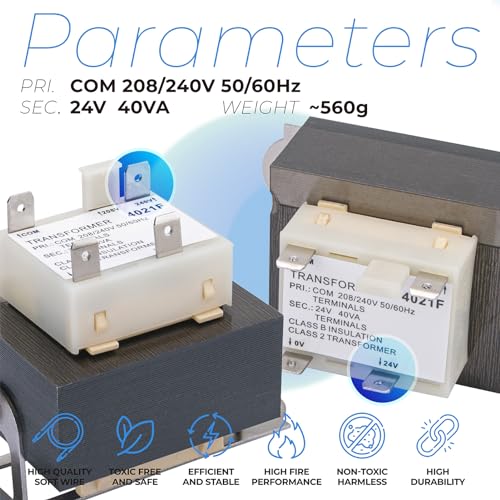 antoble 0130m00138s 240v to 24v transformer compatible with goodman amana 40va furnace transformers primary 208240v secondary 24v heater hvac replacement part class 2 control with foot mount