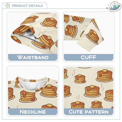 JUNZAN Cartoon Pancake Butter Syrup Beige Big Girls Pullover Hoodie Fleece Hoodie for Boys Party 4T3