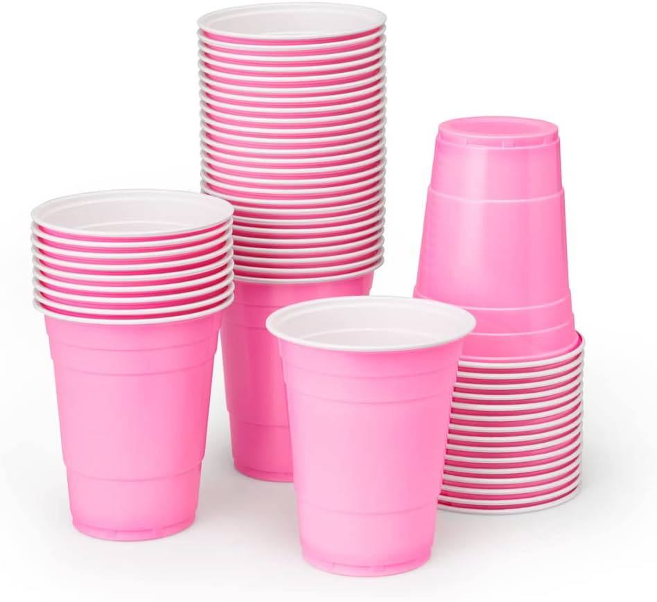 Buy xo, Fetti Party Decorations Pink Plastic Cups 50 Matte Disposable 16 oz Cups