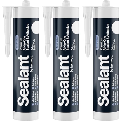 Hemway Bright White Construction Sealant & Adhesive - 300ml 3 Pack miniatura 1