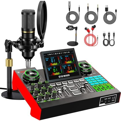 TENLAMP G10 Creator Podcast Equipment Bundle with Microphone