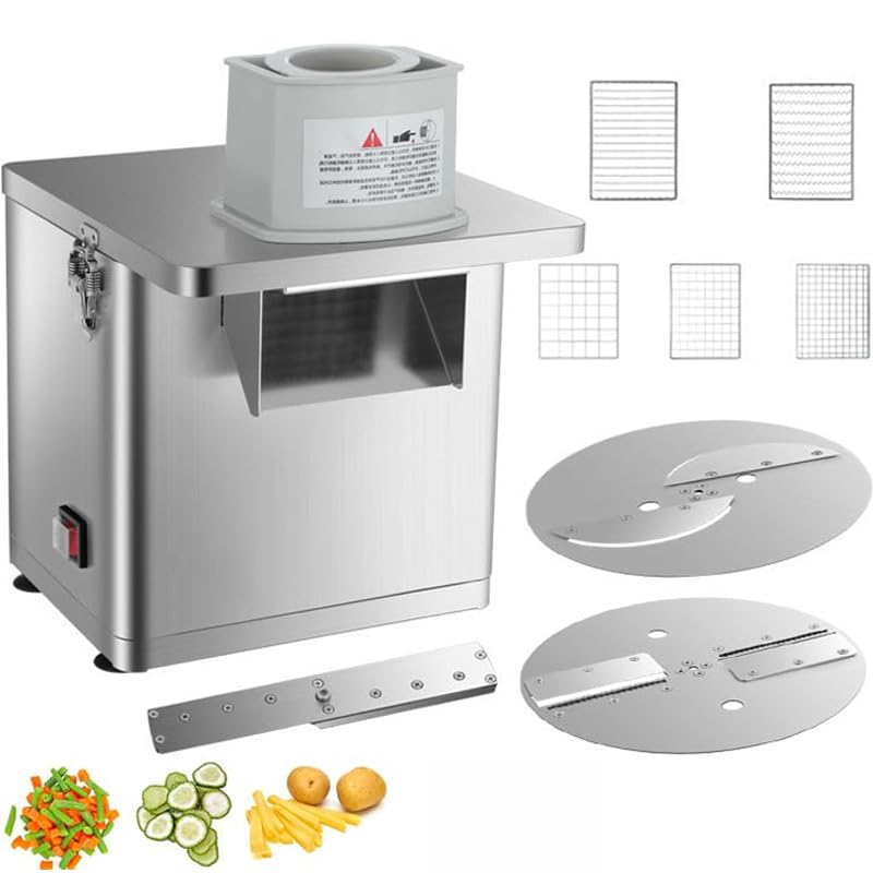 Commercial French Fry Cutters Vegetable Fruit Dicer French Fry Potato Cutters Chipper with Include 6 Blades Three-Function Dicing Slicing Cuttin