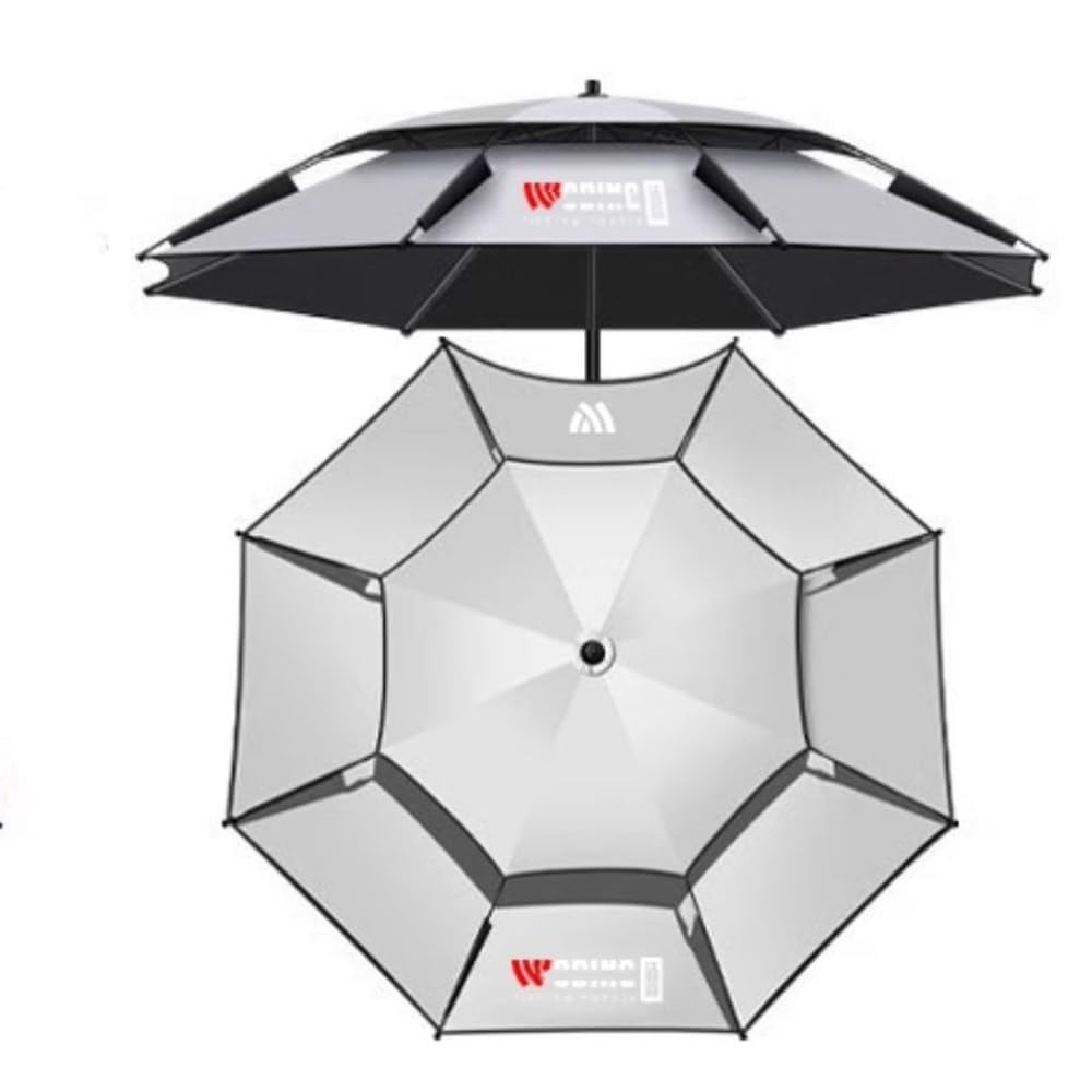 Sombrilla De Playa Antiviento Protección Solar Sombrilla De Jardín Portátil, Techo Doble De Ventilación, Exterior Parasol Pesca para Camping Playa(Gray,260cm/8.5ft)