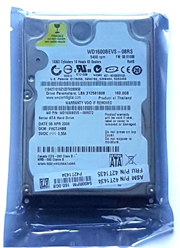 WD1600BEVS-08RST2 8 MB 2.5 5400 RPM hdd 160 GB s-ata