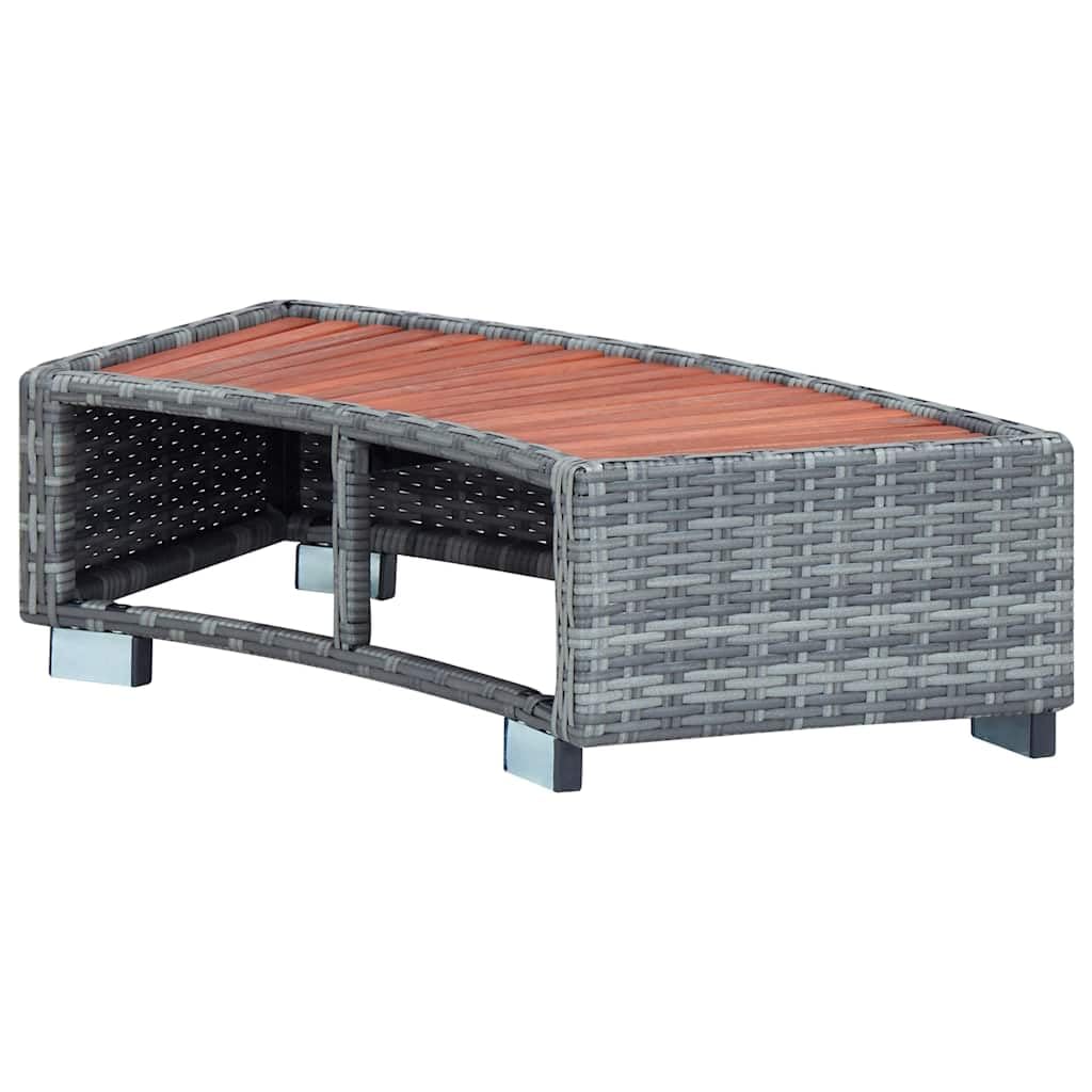Spa-Einstieg Grau Poly Rattan mit Aluminiumfüßen 92×45×25 cm wetterfest UV-beständig stabiler Whirlpool Poolleiter sicherer Ausstieg für Schwimmbecken und Spa Zubehör