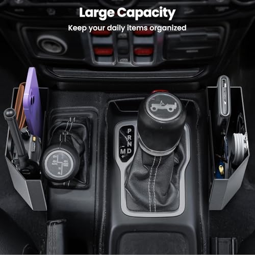 DIAMOOKY Upgraded Metal Magnetic Center Console Organizer for Jeep Wrangler JL/JLU/4XE 2018-2026 & Gladiator JT 2026 2025 2024-2020 Accessories, Gear Shift Side Storage Box Tray,Star(Not for JK/JKU) — view 4