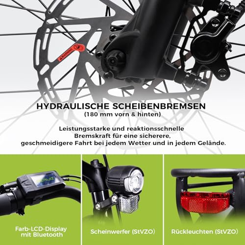 DERUIZ Quartz 28 Zoll E-Bike Damen & Herren, Elektrofahrrad City & Trekking, 48V Akku, bis 161 km Reichweite, 8-Gang-Schaltung, 55 Nm Drehmoment, App-Steuerung, hydraulische Scheibenbremsen – Bild 5