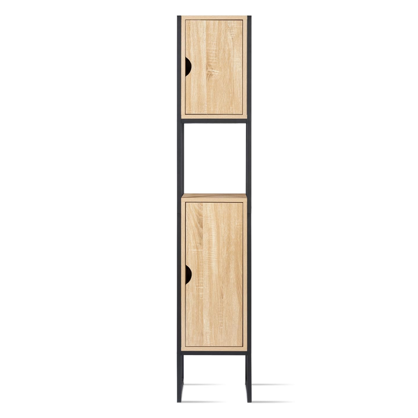 IDMarket - Meuble Colonne Salle de Bain Detroit 2 Portes 1 Niche Design Industriel