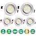 Produktbild 5 x Lu-Mi LED Einbaustrahler Flach 230V - Deckenspots Ultra Flach Einbaustrahler / 350 Lumen / 230V / 3,5W / Licht: Warmweiss 3200K / Gehäuse Rund (Edelstahl gebürsted)
