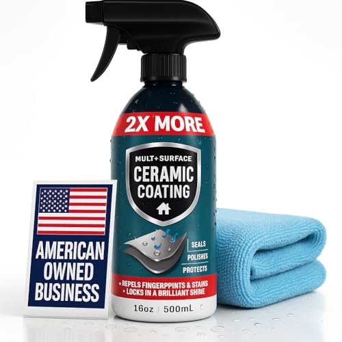 16oz Home Ceramic Coating Spray Kit - Shine, Seal & Protect Kitchen & Bath Surfaces - Repels Stains, Smudges, Water Spots on Appliances, Countertops & Most Hard Surface in Your Life - It Works to Seal