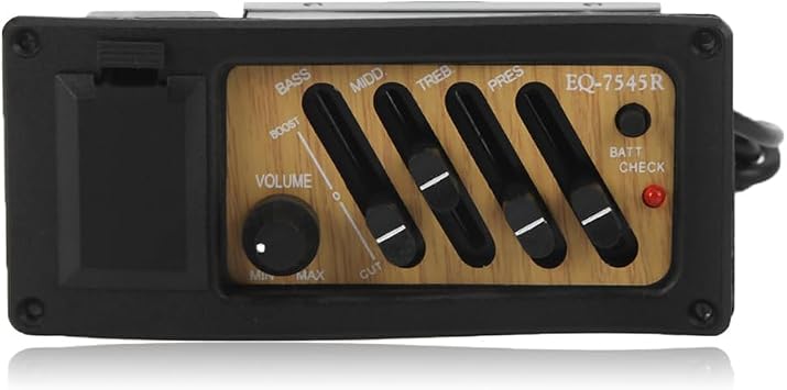 Acoustic Guitar Pickup, Acoustic Guitar Preamp 4 Band Eq Equalizer System Wood Grain Color 7545R Pickup