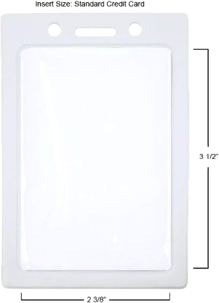 Bulk 100 Pack - Vertical Color-Frame Badge Holder - Clear Vinyl Window Protector with Color Border for Single Credit Card Size Key Cards and Badges by Specialist ID (White)