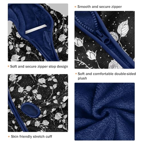 Rose Flowers Boys Fleece Coat,Children's Zip-Up Hoodie Jacket,Baby Warm Fashion Outerwear 3-10T,A1133413