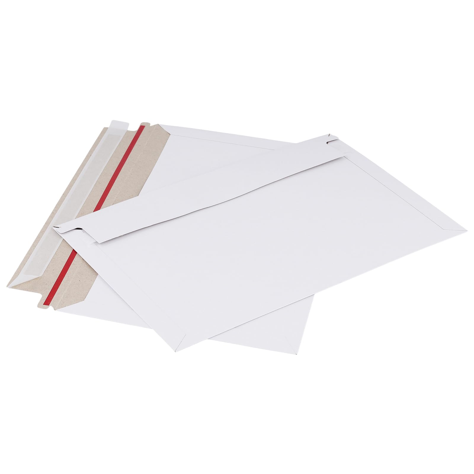 100 Stück Versandtaschen A5, 25 x 16cm Weiß Briefumschläge aus Pappkarton, A5 Versandtaschen Selbstklebend für Büro, Geschäft